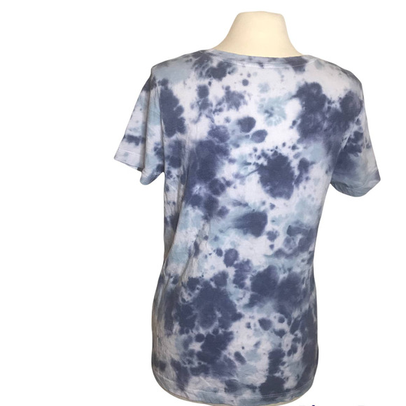 DANSKIN Blue Gray Tie Dye Short Sleeve T-Shirt, size Medium - Picture 3 of 5